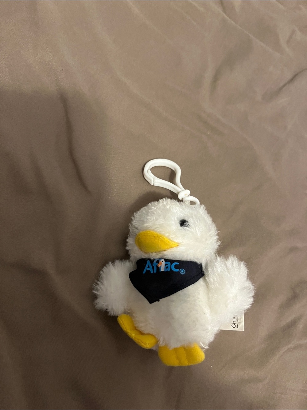 White Plush Duck Keychain with Black Bandana